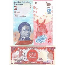 Набор из 3 банкнот стран Северной и Южной Америки (UNC)