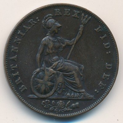 Великобритания 1/2 пенни 1827 год