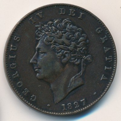 Великобритания 1/2 пенни 1827 год