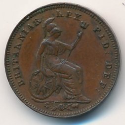 Великобритания 1/3 фартинга 1827 год