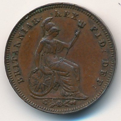 Великобритания 1/3 фартинга 1827 год