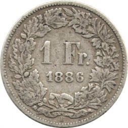 Швейцария 1 франк 1886 год