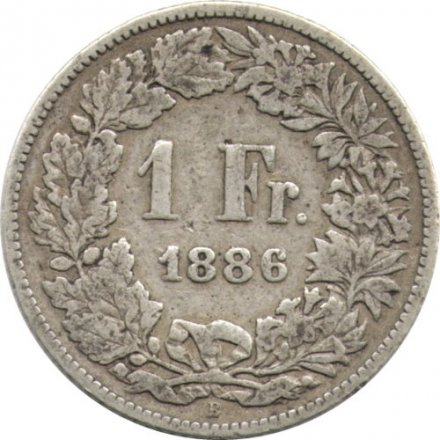 Швейцария 1 франк 1886 год