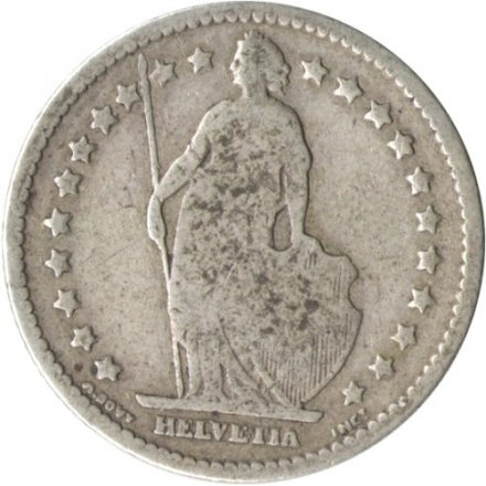 Швейцария 1 франк 1886 год