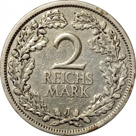 Веймарская республика 2 рейхсмарки 1926 год (J)