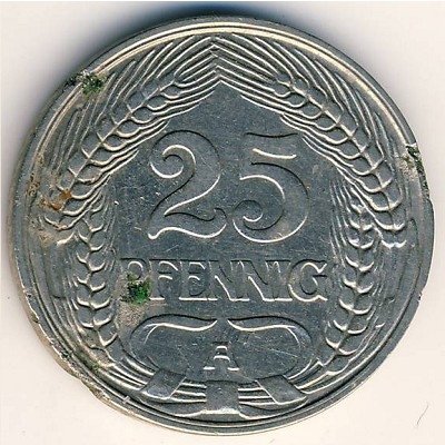 Германия 25 пфеннигов 1911 год