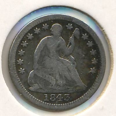 США 1/2 дайма 1843 год