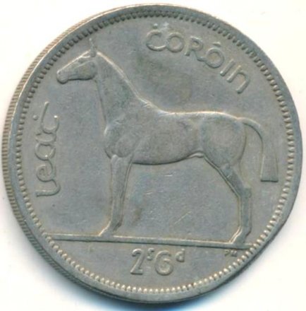 Ирландия 1/2 кроны (2 шиллинга 6 пенсов) 1961 год - Лошадь