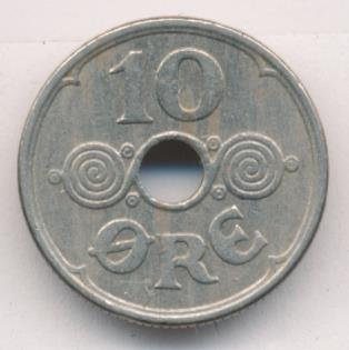 Дания 10 эре 1935 год - Король Кристиан X