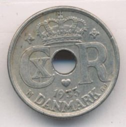 Дания 10 эре 1935 год - Король Кристиан X