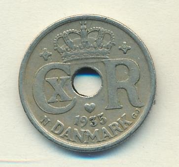 Дания 10 эре 1935 год - Король Кристиан X