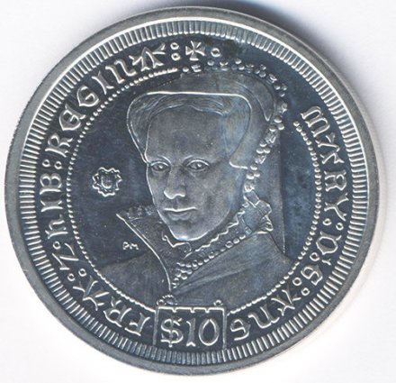 Виргинские острова 10 долларов 2008 год - Королева Мария I Тюдо
