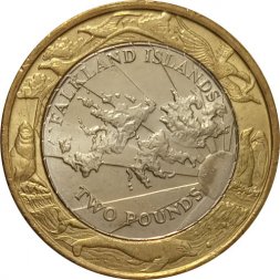 Фолклендские острова 2 фунта 2004 год - 30 лет монетам Фолклендов