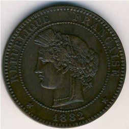 Франция 10 сантимов 1882 год