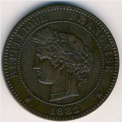 Франция 10 сантимов 1882 год