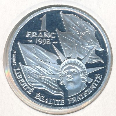 Франция 1 франк 1993 год - Высадка союзных войск в Нормандии 16 июня 1944 года (D-Day)