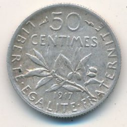 Франция 50 сантимов 1917 год