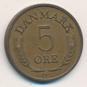 Дания 5 эре 1969 год