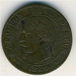 Франция 2 сантима 1862 год