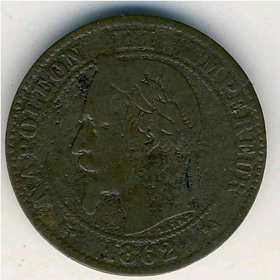 Франция 2 сантима 1862 год
