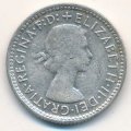 Австралия 6 пенсов 1957 год - Герб. Кенгуру и страус