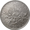 Франция 5 франков 1991 год