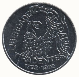 Монета Бразилия 5000 крузейро 1992 год - Тирадентис