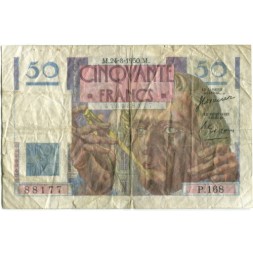 Франция 50 франков 1950 год (редкий год) - F