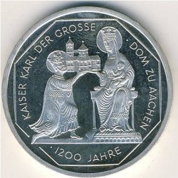 ФРГ 10 марок 2000 год - 1200 лет Собору в Аахене (J)