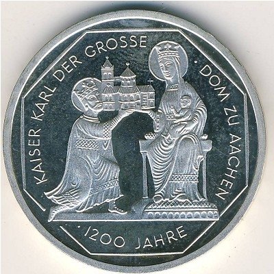 ФРГ 10 марок 2000 год - 1200 лет Собору в Аахене (J)