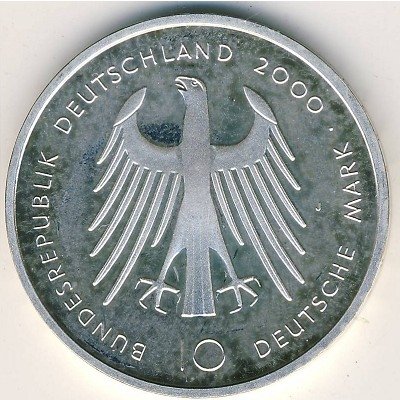 ФРГ 10 марок 2000 год - 1200 лет Собору в Аахене (J)