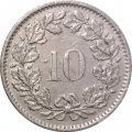 Швейцария 10 раппенов 1973 год