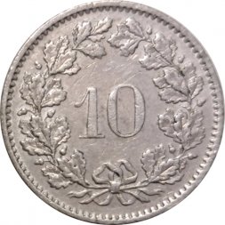 Швейцария 10 раппенов 1973 год