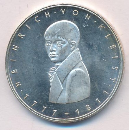 ФРГ 5 марок 1977 год - Генрих фон Клейст (G)
