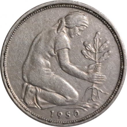 ФРГ 50 пфеннигов 1950 год (J)