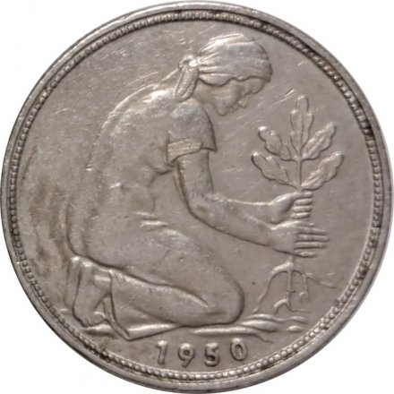 ФРГ 50 пфеннигов 1950 год (J)