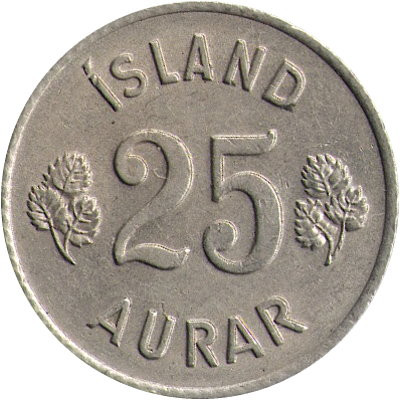 Исландия 25 эйре 1962 год