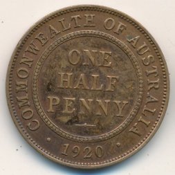 Австралия 1/2 пенни 1920 год