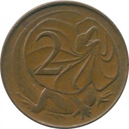 Австралия 2 цента 1966 год - Плащеносная ящерица