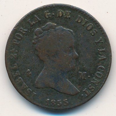 Испания 4 мараведи 1855 год