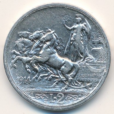 Италия 2 лиры 1914 год