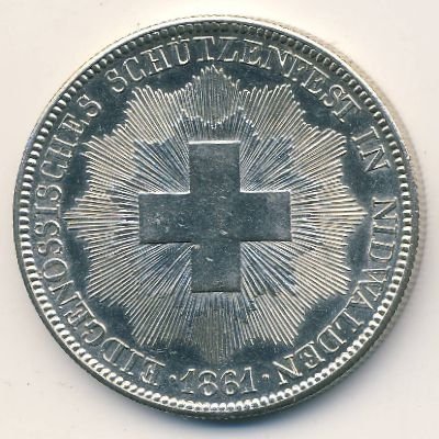 Швейцария 5 франков 1861 год