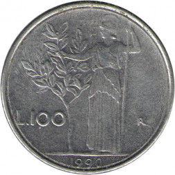 Италия 100 лир 1990 год