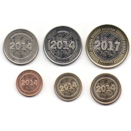Набор из 6 монет Зимбабве 2014 - 2017 год UNC