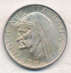 Италия 500 лир 1965 год - Данте Алигьери