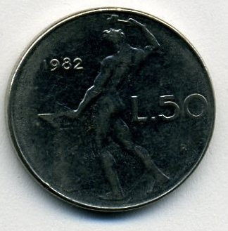 Италия 50 лир 1982 год - Вулкан