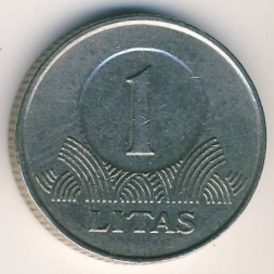 Монета Литва 1 лит 2002 год