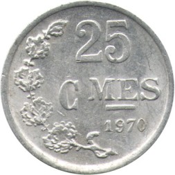 Люксембург 25 сантимов 1970 год