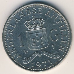 Монета Антильские острова 1 гульден 1971 год