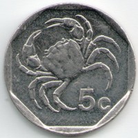 Монета Мальта 5 центов 2001 год - Краб